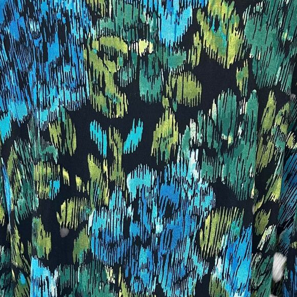 Choices Woman Vintage Long Sleeve Abstract Floral 1/4 Button Neck Tunic Green 3X - Picture 7 of 12